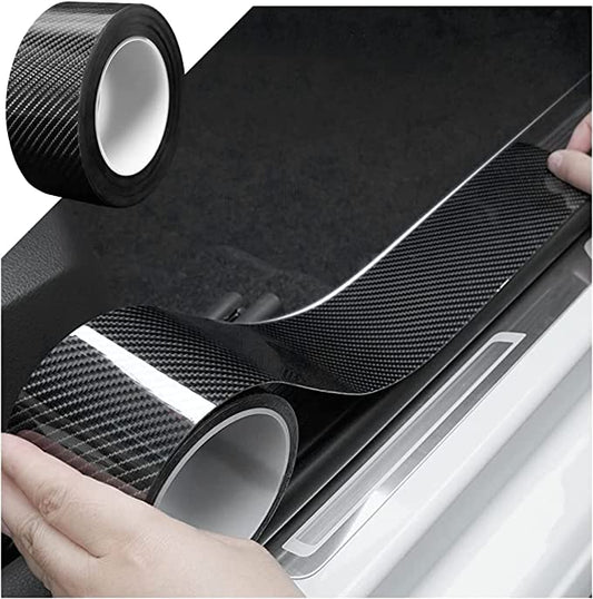 Carbon Fiber Car Door Sill Protector Tape - Anti-Scratch Entry Guard (5M PVC)