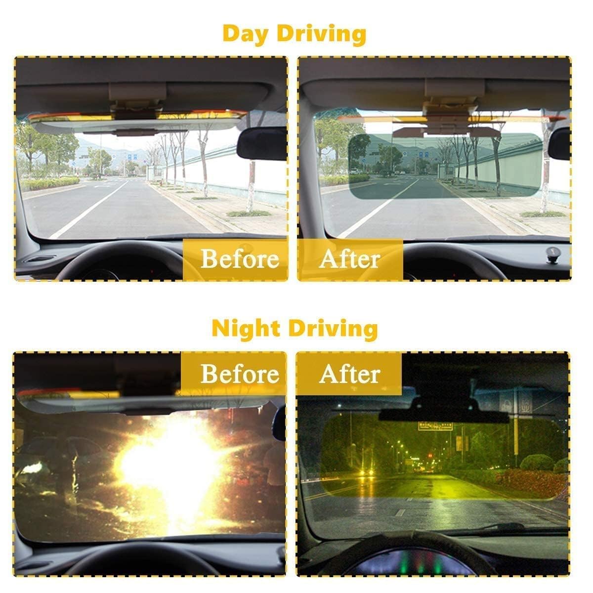 2-in-1 Car Sun Visor – Universal Day & Night Anti-Glare Visor Extender with UV Protection