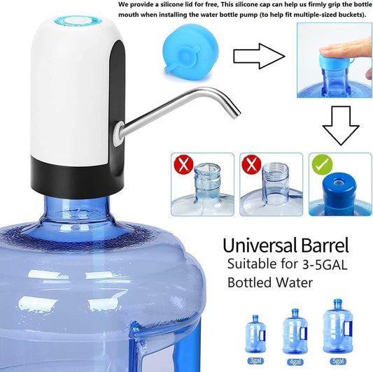 Automatic Wireless Water Dispenser Pump - 20L Bottle for Home, Office, Camping (White)