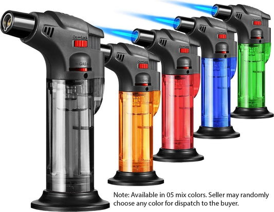 Torch Lighter, Bright Fire Lighter with Safety Lock and Adjustable Flame, Refillable Butane Gas Windproof Jet Flame Cool Lighters for Candles Campfires BBQ Baking, Camping, Gift.