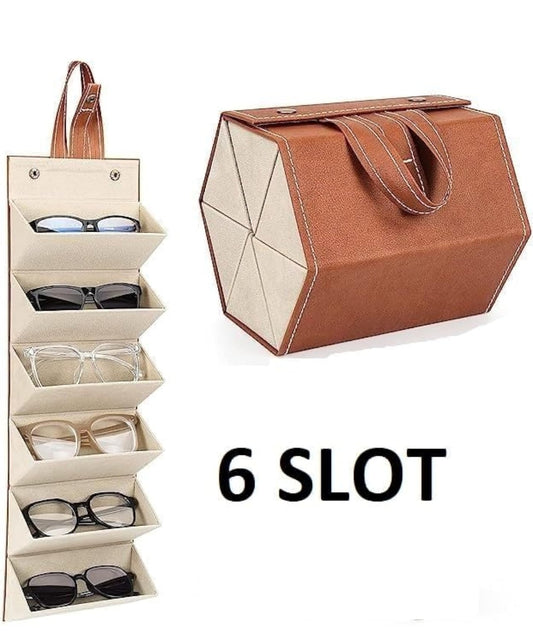 Foldable 5-Slot Goggles Organizer Box – Black & Brown