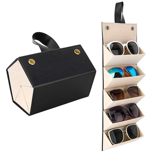 Foldable 5-Slot Goggles Organizer Box – Black & Brown