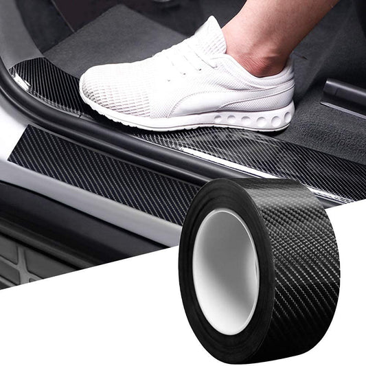 Carbon Fiber Car Door Sill Protector Tape - Anti-Scratch Entry Guard (5M PVC)