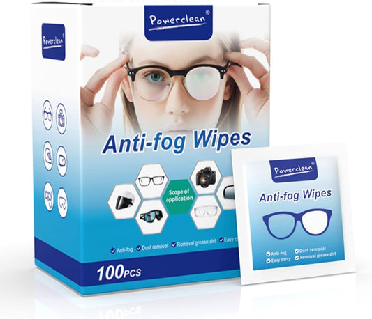 Pack of 100 Anti-Fog & Lens Cleaning Wipes – Pre-Moistened, Individually Wrapped for Glasses, Screens, and Lenses