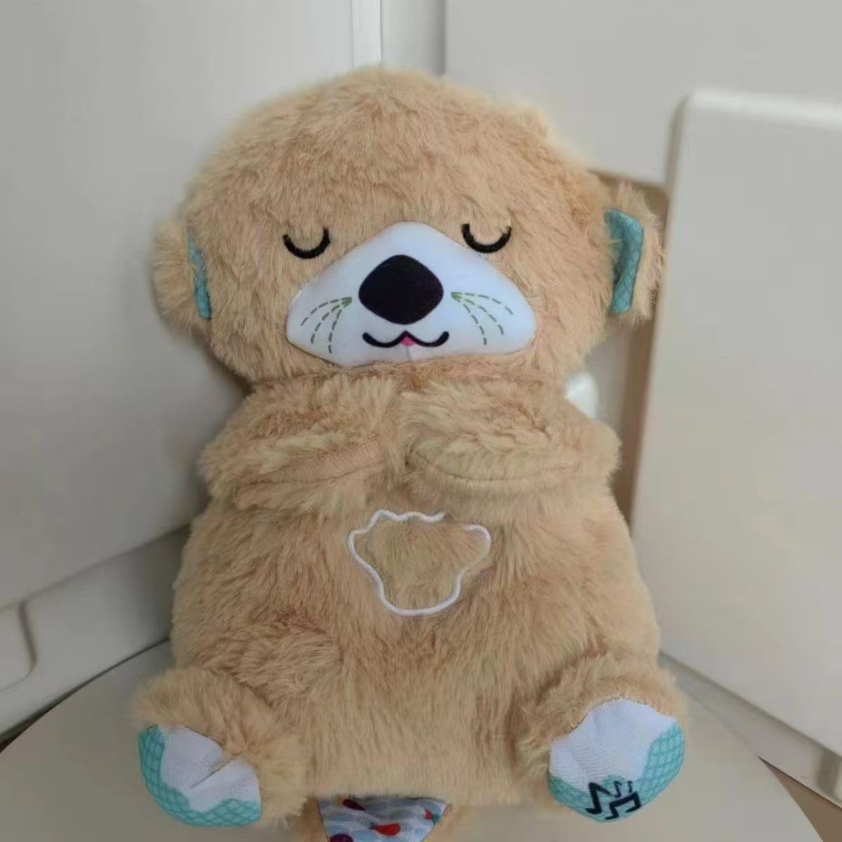 Breathing Teddy Bear with Soothing Lights & Music – Beige | Sleep Aid Plush Toy for Babies & Kids
