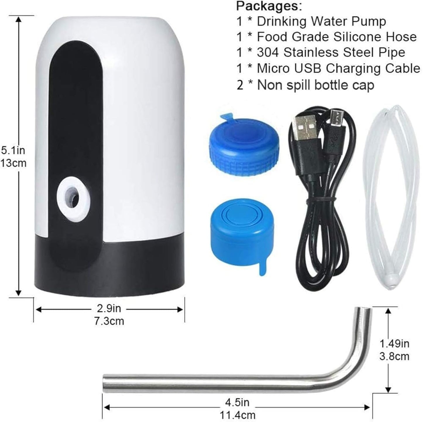 Automatic Wireless Water Dispenser Pump - 20L Bottle for Home, Office, Camping (White)